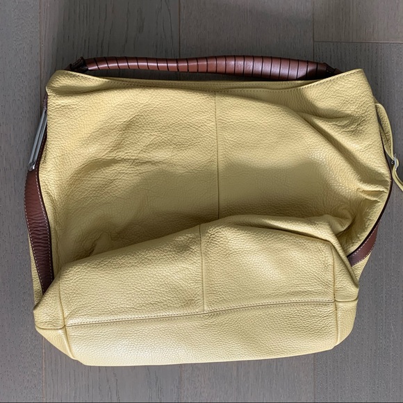 NICOLI Yellow Leather Hobo Satchel - Picture 3 of 13